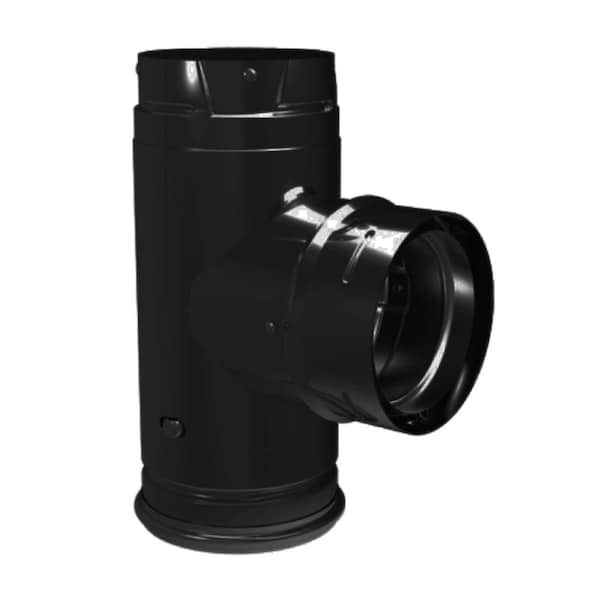 Dura Vent Dura Vent 4PVP-TB1 4 in. Dia. Pellet Vent Pro Single Tee with Clean-Out Tee Cap; Black 4PVP-TB1 - main